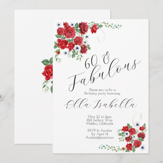 60 Aannodiging van de feestdag van de Fabulous Red Kaart (Voorkant / Achterkant)