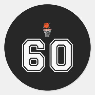 60 Aantal Basketbal Stijl Wit Premium Ronde Sticker