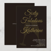 60 and Fabulous | 60th Birthday Party Black Gold Kaart (Voorkant / Achterkant)