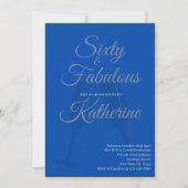 60 and Fabulous | 60th Birthday Party Blue Script Kaart (Voorkant)