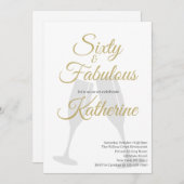 60 and Fabulous | 60th Birthday Party Gold Script Kaart (Voorkant / Achterkant)