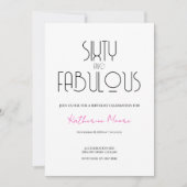 60 and Fabulous | 60th Birthday Party Invitation Kaart (Voorkant)