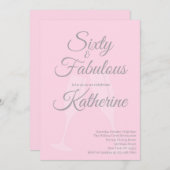 60 and Fabulous | 60th Birthday Party Pink Script Kaart (Voorkant / Achterkant)