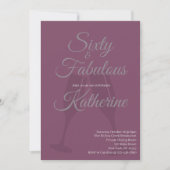 60 and Fabulous | 60th Birthday Party Plum Script Kaart (Voorkant)