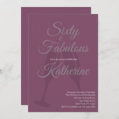 60 and Fabulous | 60th Birthday Party Plum Script Kaart (Voorkant / Achterkant)