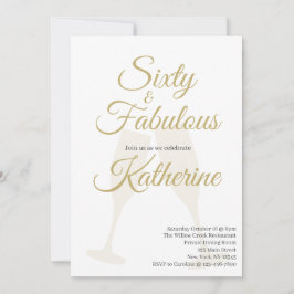 60 and Fabulous 60th Birthday Party White Gold Kaart