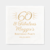 60 and Fabulous 60th Starburst Verjaardagsfeest Folie Servetten (Voorkant)