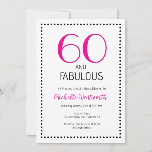 60 and Fabulous Charming Sixtieth Birthday Kaart (Voorkant)