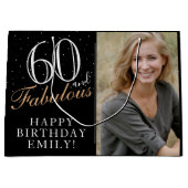 60 and Fabulous Elegant 60th Birthday 2 Foto Groot Cadeauzakje (Voorkant)