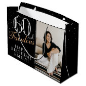 60 and Fabulous Elegant 60th Birthday 2 Foto Groot Cadeauzakje (Achterkant Gekanteld)