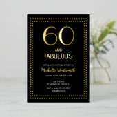 60 and Fabulous Elegant Sixtieth Birthday Party Folie Uitnodiging (Staand Voorkant)