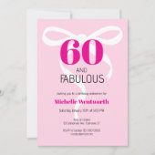 60 and Fabulous Fun Ribbon Hot Pink 60th Birthday Kaart (Voorkant)