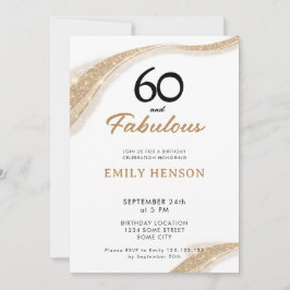 60 and Fabulous Gold 60th Birthday Invitation Kaart