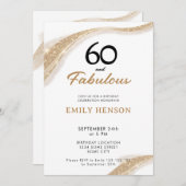 60 and Fabulous Gold 60th Birthday Invitation Kaart (Voorkant / Achterkant)