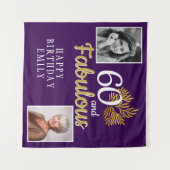 60 and Fabulous Gold Foliage 2 Foto Verjaardag Wandkleed (Voorkant (horizontaal))