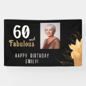 60 and Fabulous Gold Foliage 60e verjaardag foto Spandoek (Horizontaal)