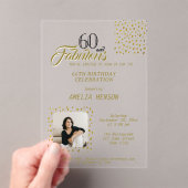 60 and Fabulous Gold Glitter Photo 60th Birthday Acryl Uitnodigingen (Insitu (Draagbaar))