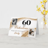 60 and Fabulous Gold Glitter Photo 60th Birthday Kaart (Gele Bloem)