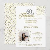 60 and Fabulous Gold Glitter Photo 60th Birthday Kaart (Voorkant / Achterkant)
