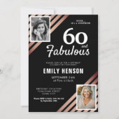 60 and Fabulous Gold Roos 2 Fotoverjaardag Kaart (Voorkant)