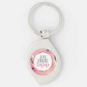 60 and Fabulous Modern Roze Zwart Abstract Chic Sleutelhanger (Voorkant)