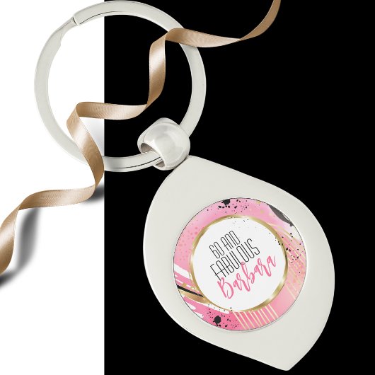 60 and Fabulous Modern Roze Zwart Abstract Chic Sleutelhanger