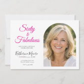 60 and Fabulous Photo 60th Birthday Party  Kaart (Voorkant)