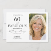 60 and Fabulous  Photo 60th Birthday Party Kaart (Voorkant)