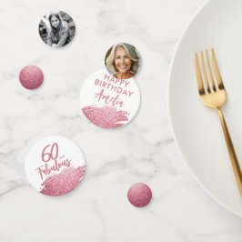 60 and Fabulous Pink Glitter 2 Foto 60e verjaardag Confetti