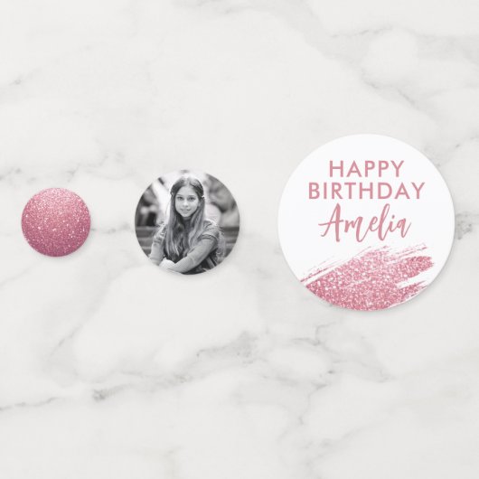 60 and Fabulous Pink Glitter 2 Foto 60e verjaardag Confetti (Voorkanten)