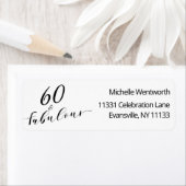 60 and Fabulous Sixtieth Birthday Elegant Script Etiket (Insitu)