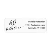 60 and Fabulous Sixtieth Birthday Elegant Script Etiket (Voorkant)