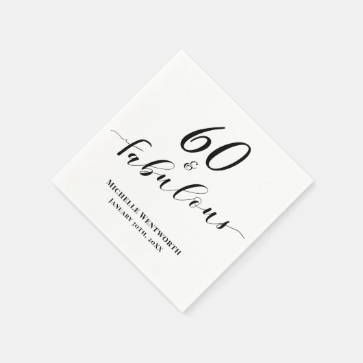 60 and Fabulous Sixtieth Birthday Elegant Script Servet (Hoek)