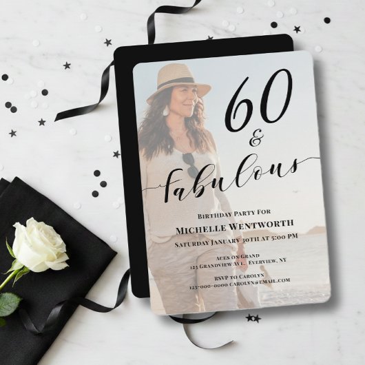 60 and Fabulous Sixtieth Birthday Photo Script Kaart