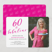 60 and Fabulous Sixtieth Birthday Script Photo  Kaart (Voorkant / Achterkant)
