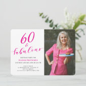 60 and Fabulous Sixtieth Birthday Script Photo  Kaart (Staand voorkant)