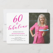 60 and Fabulous Sixtieth Birthday Script Photo  Kaart (Voorkant)