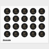 60 and Sassy Black Gold Glitter Birthday Gift Ronde Sticker (Vel)