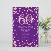 60 Birthday Program Roos Gold Glitter Menu Paars (Staand voorkant)