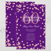 60 Birthday Program Roos Gold Glitter Menu Paars (Voorkant / Achterkant)