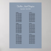 60 Blue Simple Wedding Seating Chart Poster (Voorkant)
