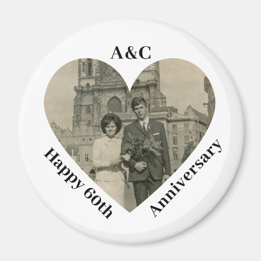 60 bruiloft Jubileum paar Keepsake hart foto Magneet (Voorkant)