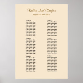 60 Champagne Wedding Seating Chart Poster