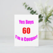 60 Cougar Verjaardag Briefkaart (Staand voorkant)
