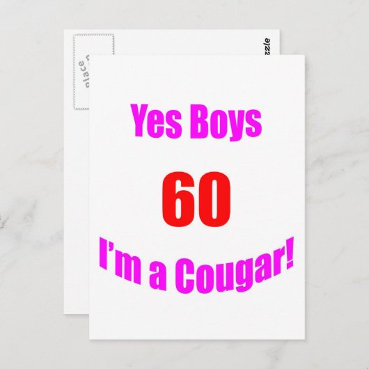60 Cougar Verjaardag Briefkaart (Voorkant / Achterkant)