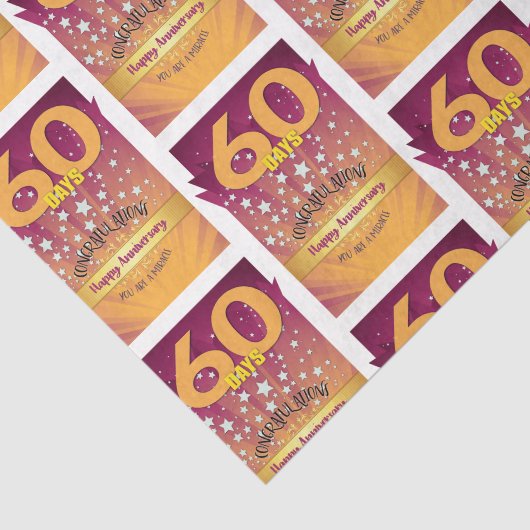 60 dagen nuchter Jubileum vetgedrukt cijfer Tissuepapier (Detail)