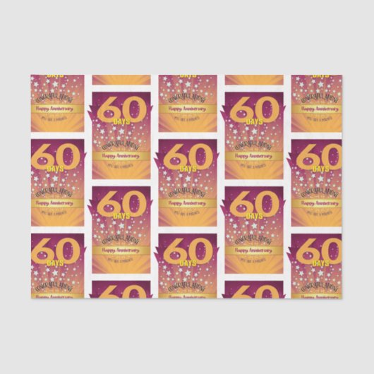 60 dagen nuchter Jubileum vetgedrukt cijfer Tissuepapier (Voorkant)