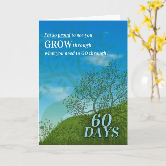 60 Dagen van Sobriety Summer Meadow Kaart (Gele Bloem)