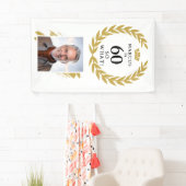 60 Dan maar Funny Laurel Krans Foto Verjaardag Spandoek (Insitu)