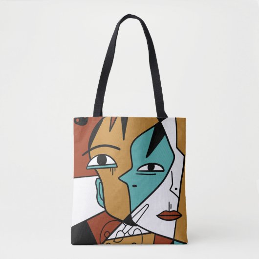 60 Days of Art Challenge Abstracte kubistische kun Tote Bag (Voorkant)